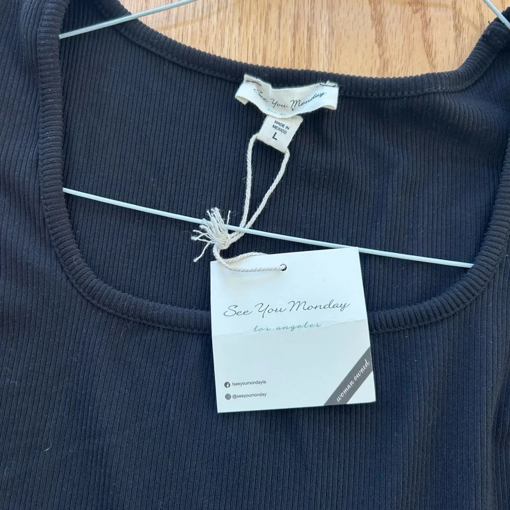 NWT See You Monday Black & White Trim Fit & Flare Mini Dress Large Cap Sleeve - Picture 6 of 10